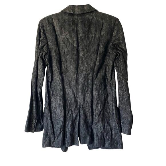 Forme 3’3204322896 Factory of Faith Italy Black Long Crinkle blazer 40 US Small - Picture 4 of 8